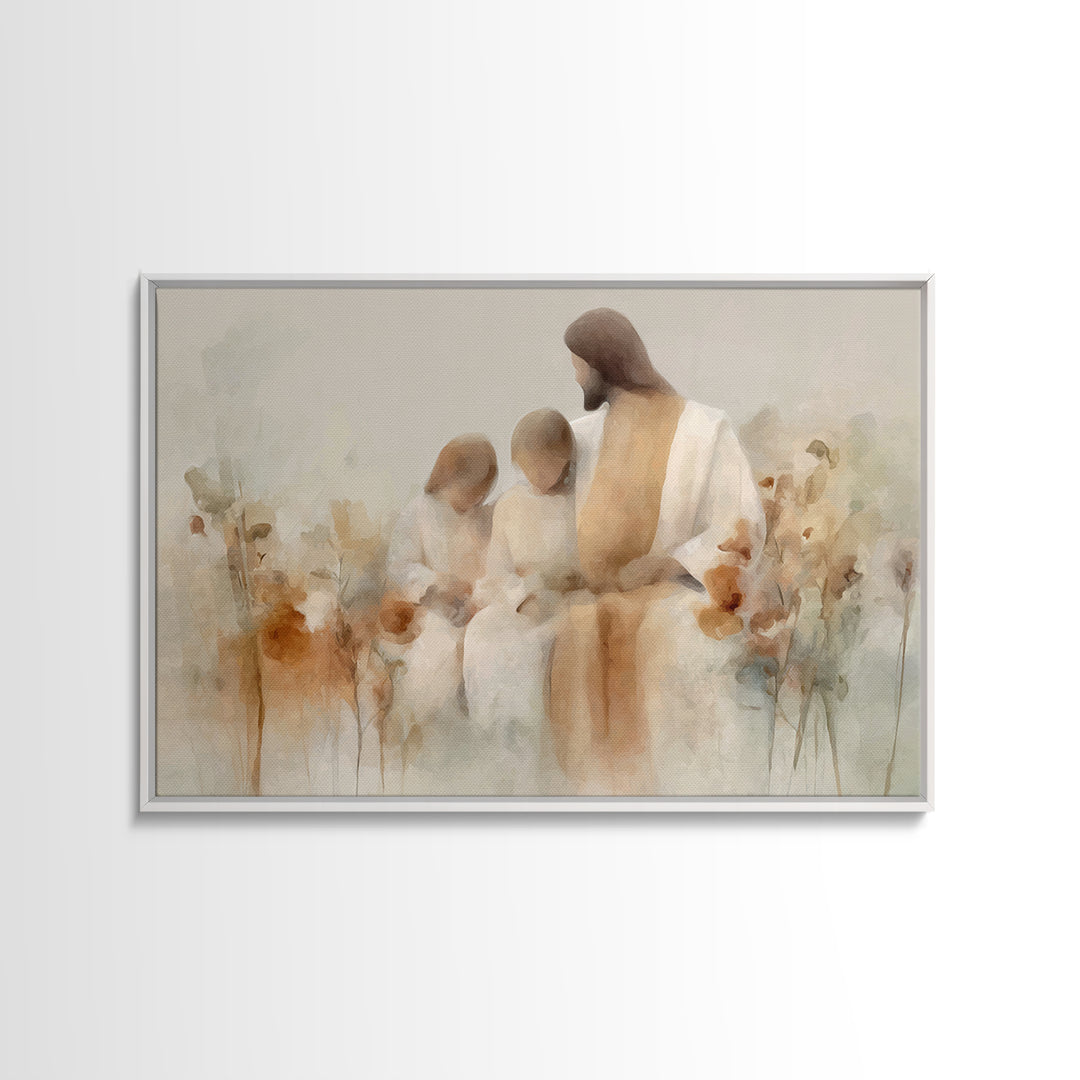 Quiet Meadow Grace | Framed Canvas Print | Christian Art Canvas | Christian Wall Art | Jesus Painting | Modern Christian Art | Christian Gi