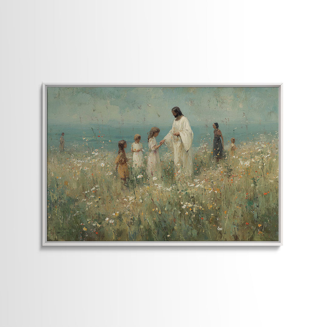 Fields Of Mercy – Framed Canvas Print – Christian Wall Art – Jesus Painting – Christian Art Canvas – Pastoral Scenery – Christian Christmas