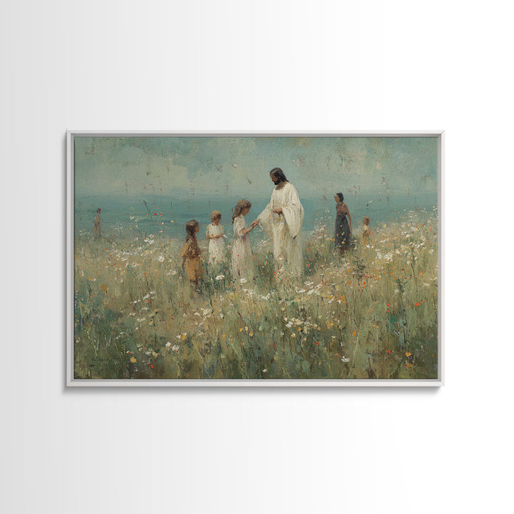 Fields Of Mercy – Framed Canvas Print – Christian Wall Art – Jesus Painting – Christian Art Canvas – Pastoral Scenery – Christian Christmas