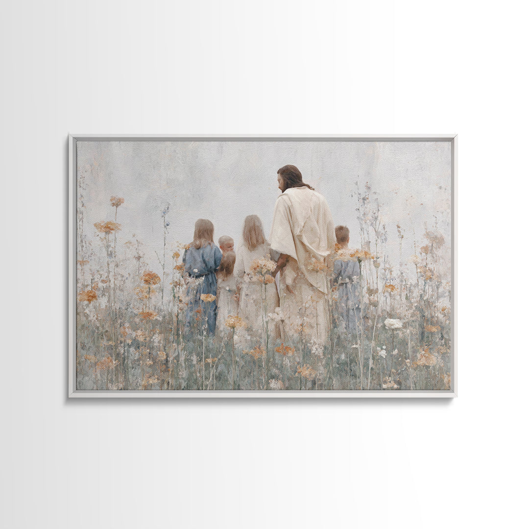 Children Of Grace | Framed Canvas Print | Christian Art Canvas | Christian Paintings | Large Jesus Painting | Christian Decor | Christmas W