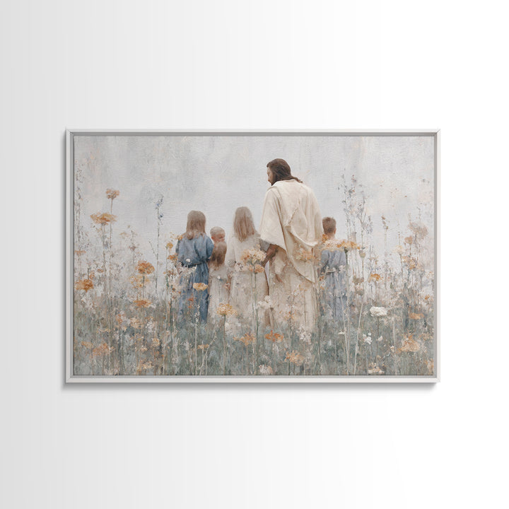 Children Of Grace | Framed Canvas Print | Christian Art Canvas | Christian Paintings | Large Jesus Painting | Christian Decor | Christmas W