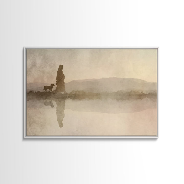 Dawnlight Promise – Framed Canvas Print – Christian Art Painting – Jesus Canvas Art – Christian Decor For Home – Subtle Christian Art – Chr
