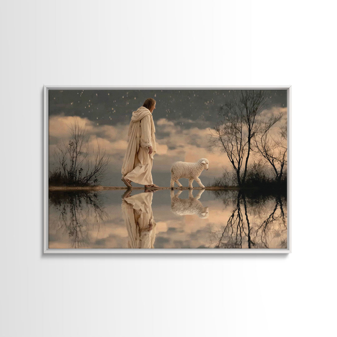 Night Watch Grace, Framed Canvas Print, Christian Christmas Art, Jesus Wall Art, Christian Art Canvas, Moody Christian Art, Framed Christma