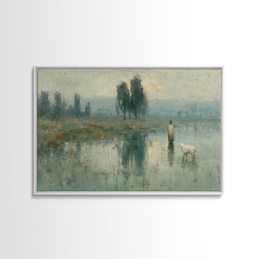 Silent Meadow Hope – Framed Canvas Print – Christian Art Canvas – Jesus Painting – Minimalist Christian Art – Christian Gift – Christmas Ar