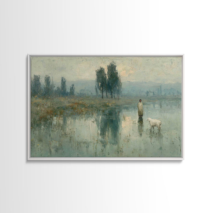 Silent Meadow Hope – Framed Canvas Print – Christian Art Canvas – Jesus Painting – Minimalist Christian Art – Christian Gift – Christmas Ar