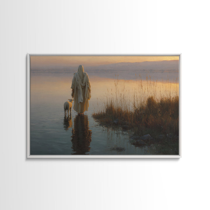 Dawn Of The Shepherd – Framed Canvas Print – Christian Wall Art – Jesus Painting – Christian Art Canvas – Moody Christmas Art – Christian G