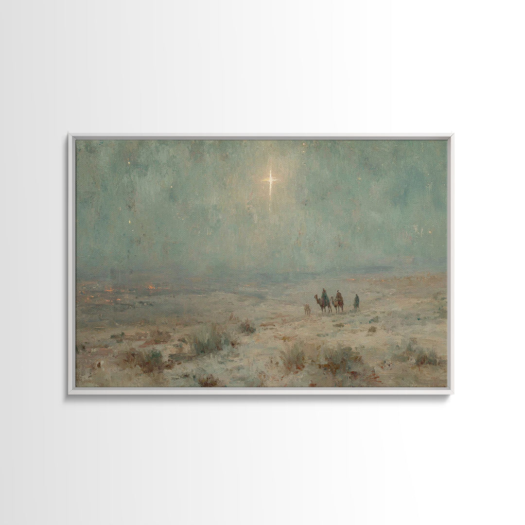 Star Of Bethlehem | Framed Canvas Print | Christmas Art | Christian Wall Art | Christian Art Canvas | Vintage Christian Art | Christian Chr