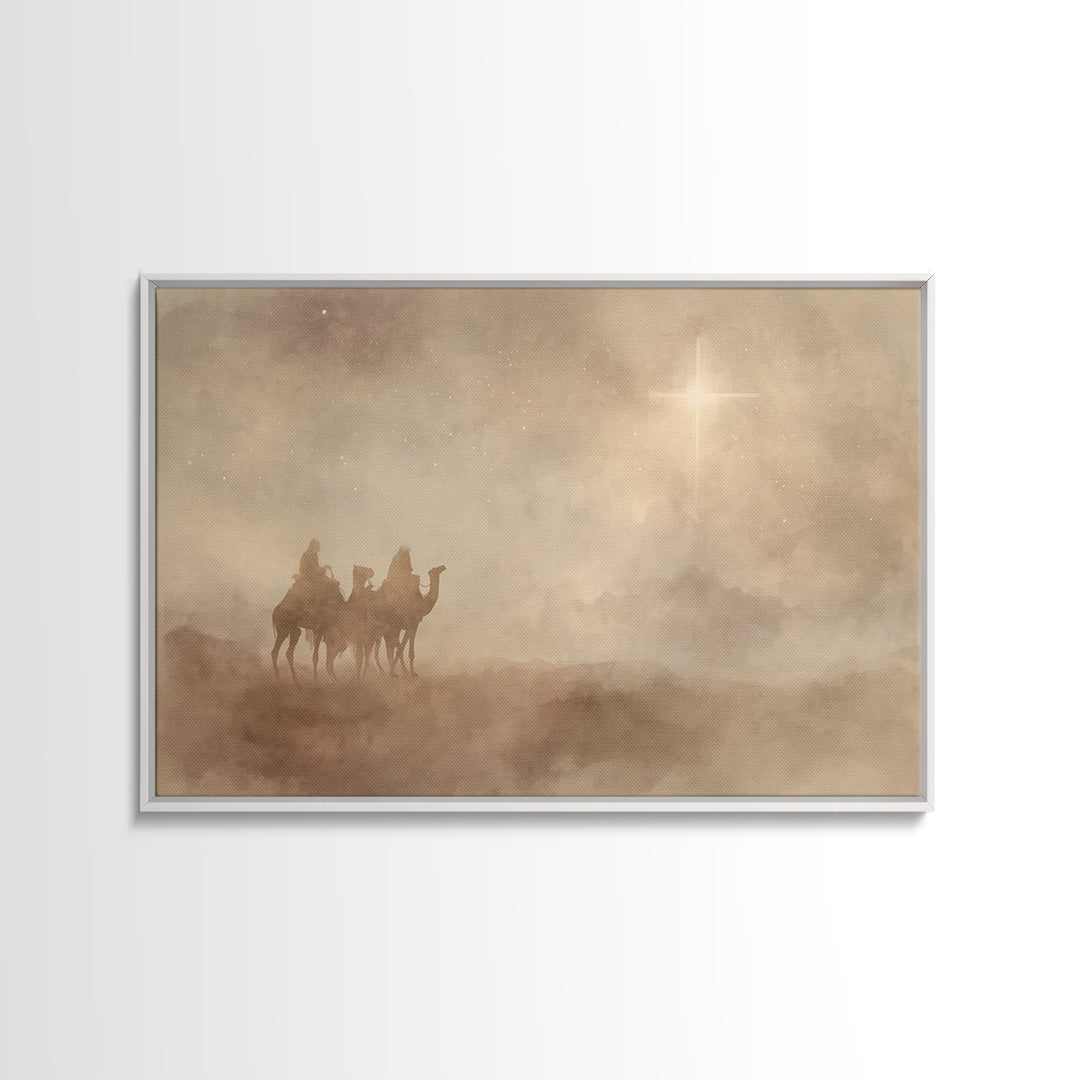 Desert Star Watch | Framed Canvas Print | Christian Art Work | Christmas Art Prints | Moody Christmas Art | Christian Wall Art | Christmas
