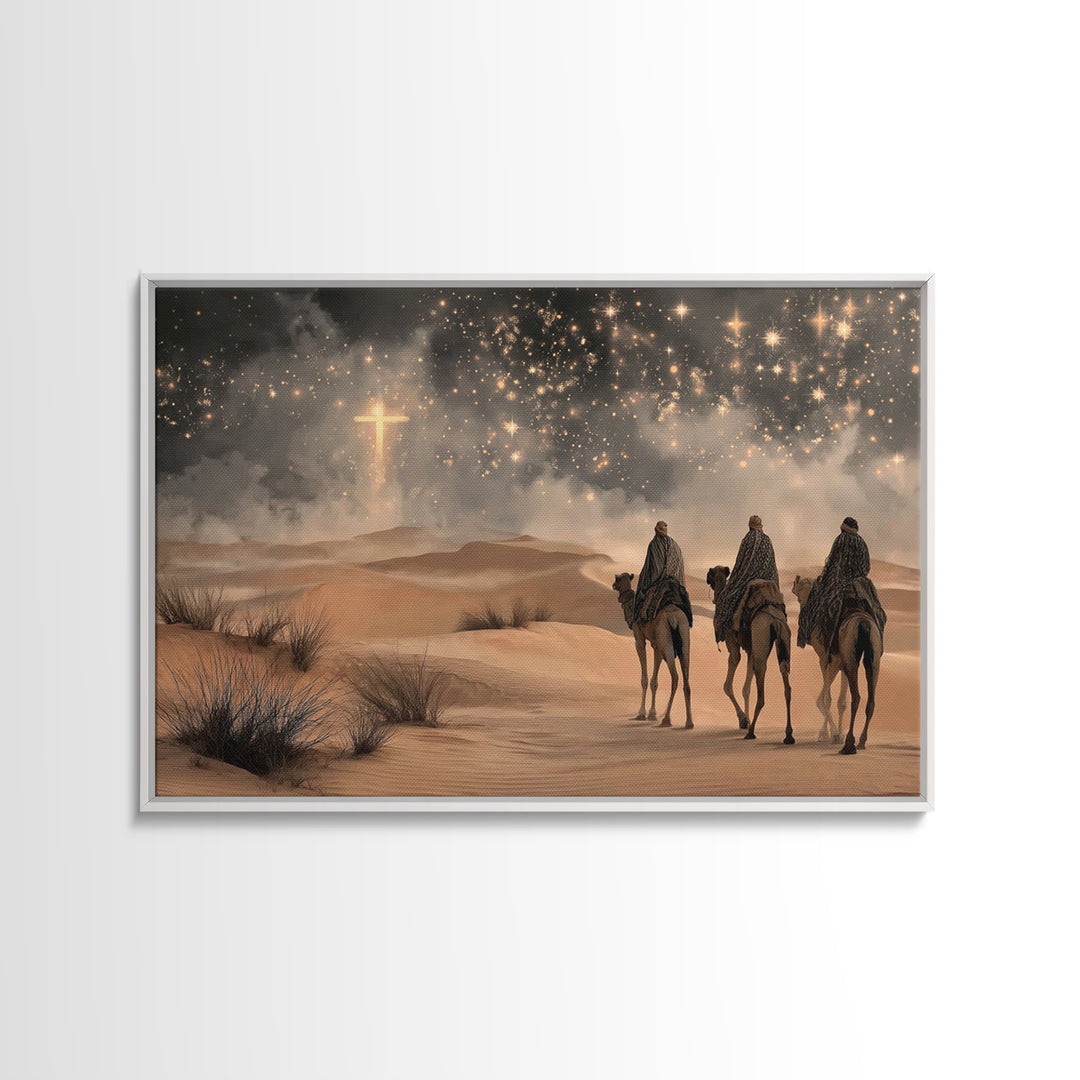 Radiant Desert Star – Framed Canvas Print – Christian Christmas Art – Christian Wall Art – Christmas Art Prints – Christian Art Canvas – La