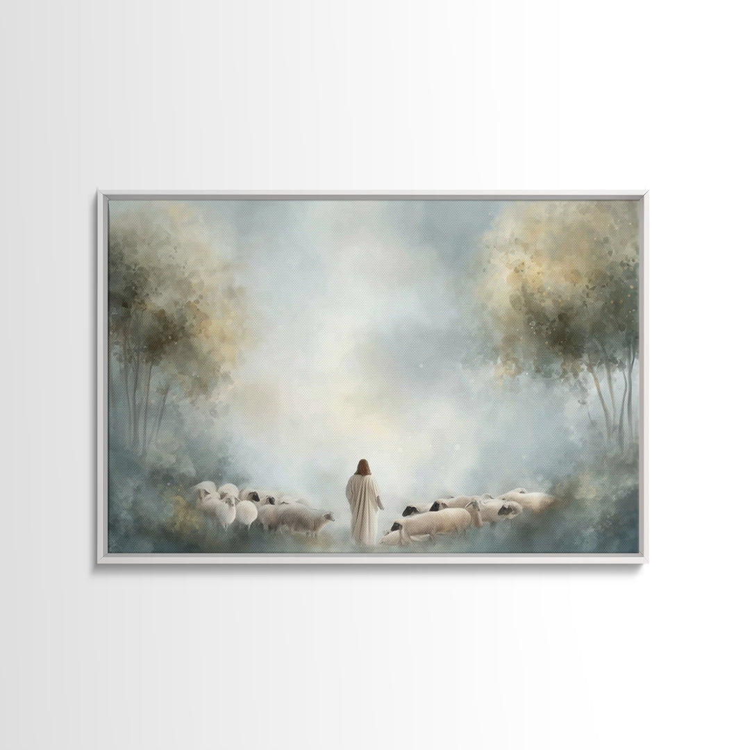 Shepherd Of Peace – Framed Canvas Print – Christian Wall Art – Christian Art Canvas – Jesus Painting – Subtle Christian Art – Christian Gif