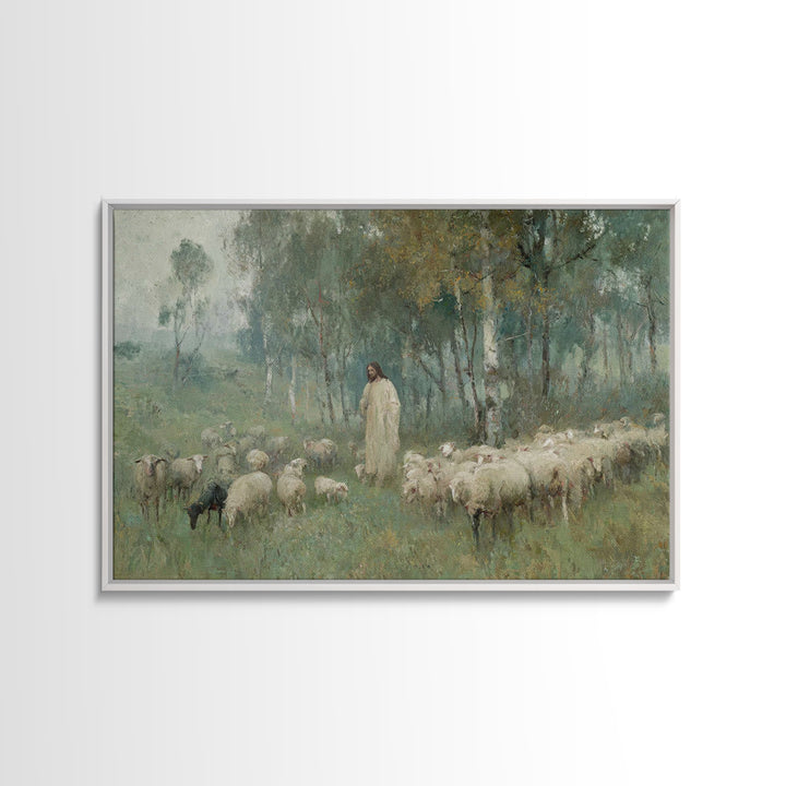 Grace In The Meadow | Framed Canvas Print | Christian Art Print | Jesus Painting | Christian Wall Art | Large Christian Art | Christian Art