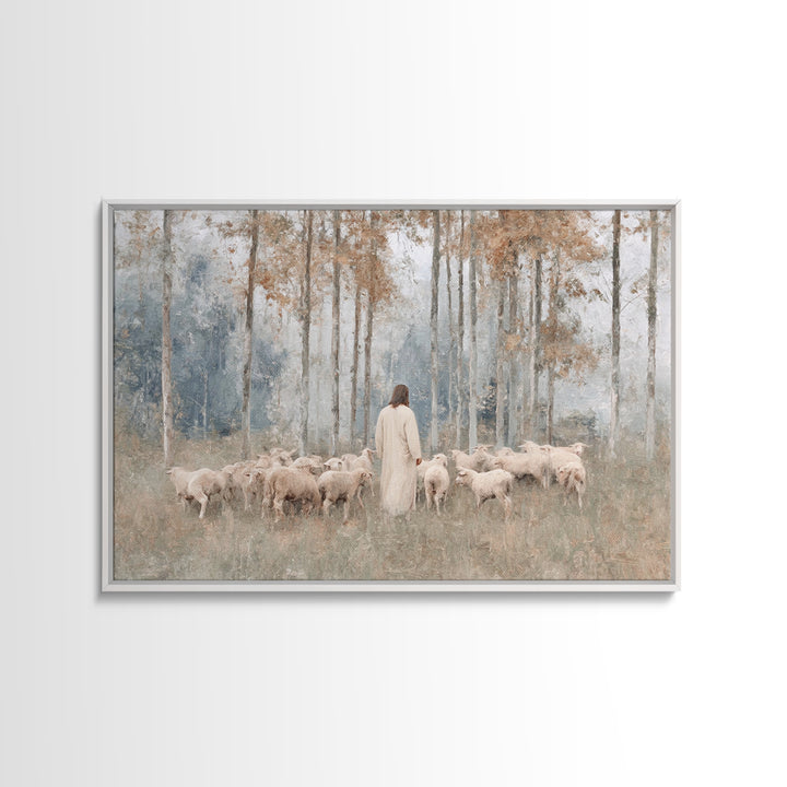 Autumn Sheep Path – Framed Canvas Print – Christian Art Canvas – Subtle Christian Art – Christian Paintings – Christian Wall Art – Christia