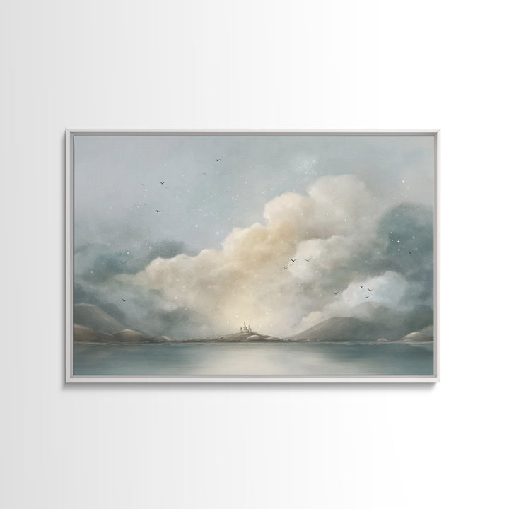 Gathered In Stillness, Framed Canvas Print, Christian Art Canvas, Christian Wall Art, Jesus Painting, Subtle Christian Paintings, Christian
