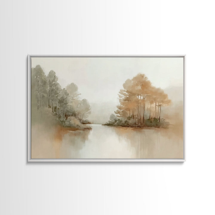 Autumn River Peace, Framed Canvas Print, Christian Wall Art, Christian Art Canvas, Minimalist Christian Art, Christian Art Print, Modern Ch