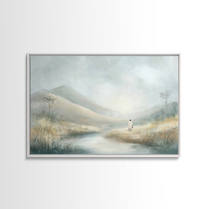 Quiet Valley Light – Framed Canvas Print – Christian Wall Art – Christian Art Canvas – Jesus Painting – Pastoral Scenery – Christian Art