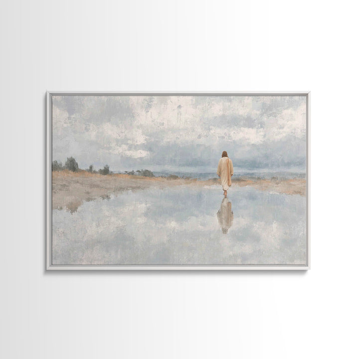 Walking In Peace, Framed Canvas Print, Christian Art Canvas, Christian Wall Art, Jesus Painting, Christian Christmas Art, Modern Christian