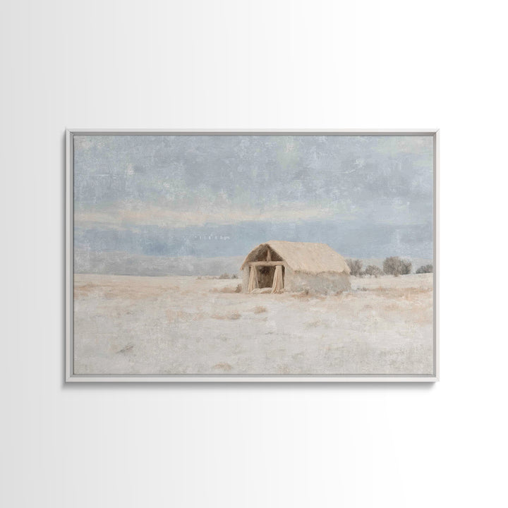 Humble Shelter Peace | Framed Canvas Print | Christmas Art Framed | Christian Christmas Decor | Christian Art Canvas | Christmas Wall Art |