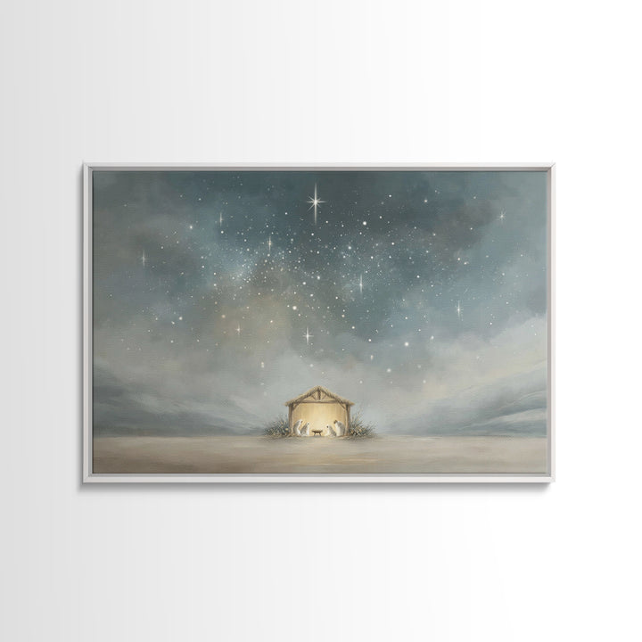 Holy Night Shelter | Framed Canvas Print | Christian Art Canvas | Christmas Art Work | Christian Christmas Art | Christian Wall Art | Chris