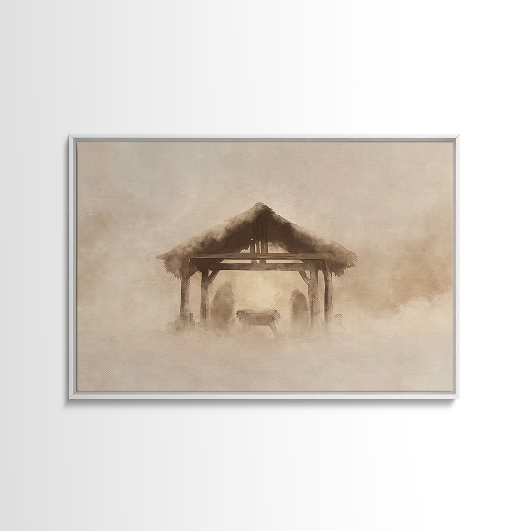 Nativity Stillness – Framed Canvas Print – Christian Christmas Art – Christian Art Canvas – Christian Wall Art – Christmas Art Prints – Chr