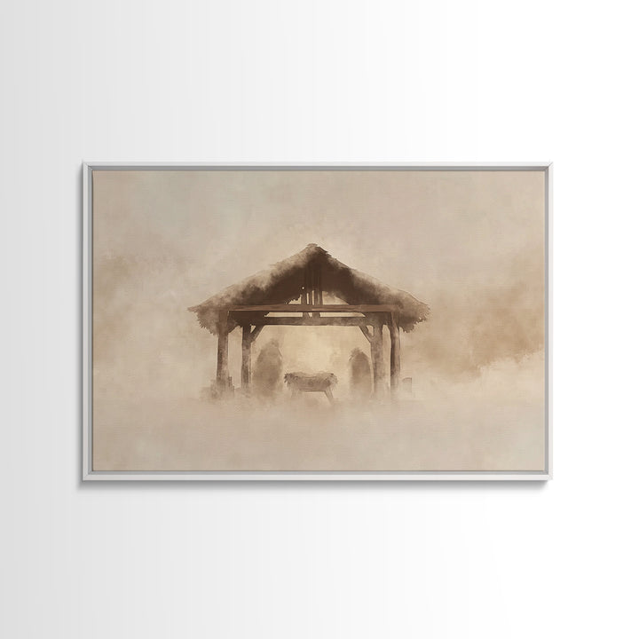 Nativity Stillness – Framed Canvas Print – Christian Christmas Art – Christian Art Canvas – Christian Wall Art – Christmas Art Prints – Chr