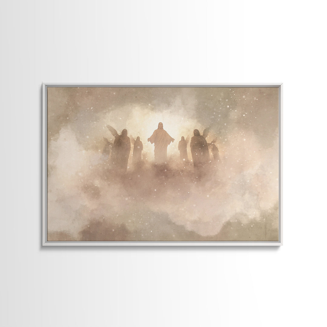 Glory In The Clouds, Framed Canvas Print, Christian Art Canvas, Jesus Painting, Modern Christian Art, Christian Wall Art, Christian Art