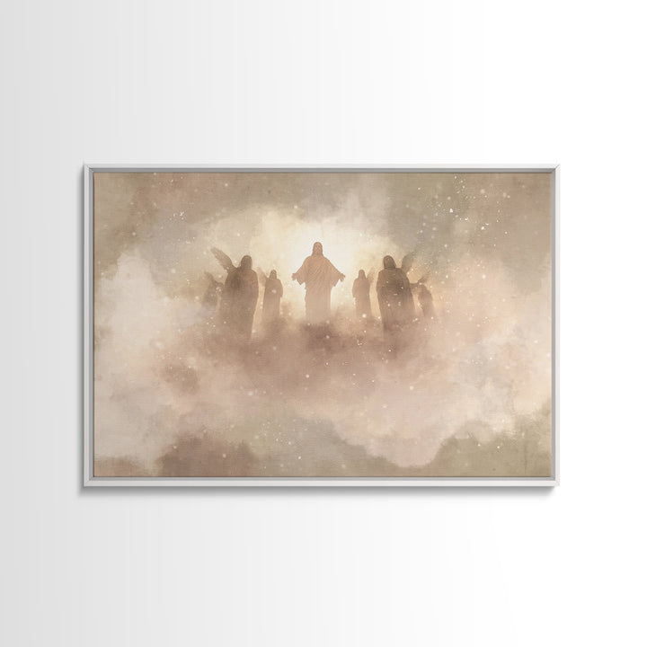 Glory In The Clouds, Framed Canvas Print, Christian Art Canvas, Jesus Painting, Modern Christian Art, Christian Wall Art, Christian Art