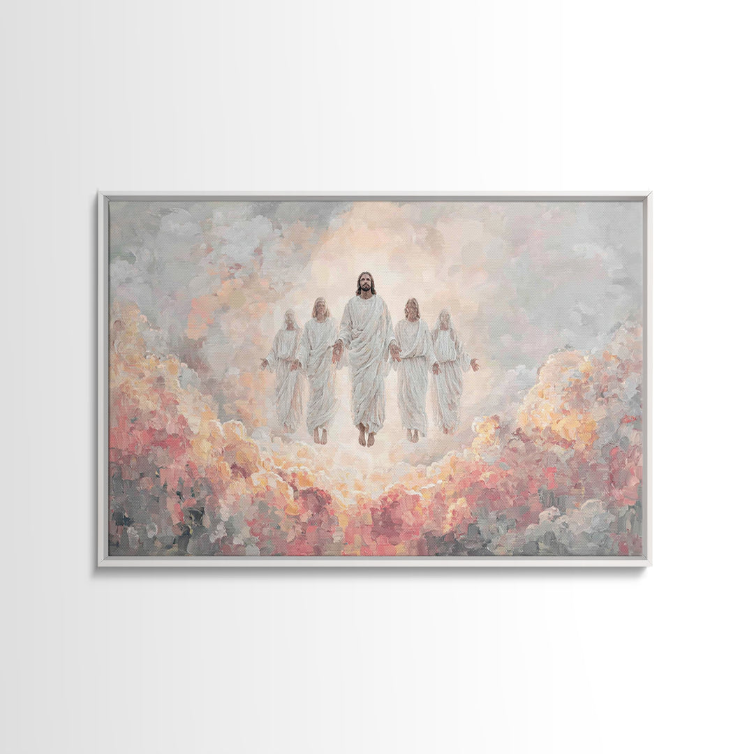 Heavenly Arrival | Framed Canvas Print | Christian Art Canvas | Christian Wall Art | Jesus Painting | Modern Christian Painting | Christian