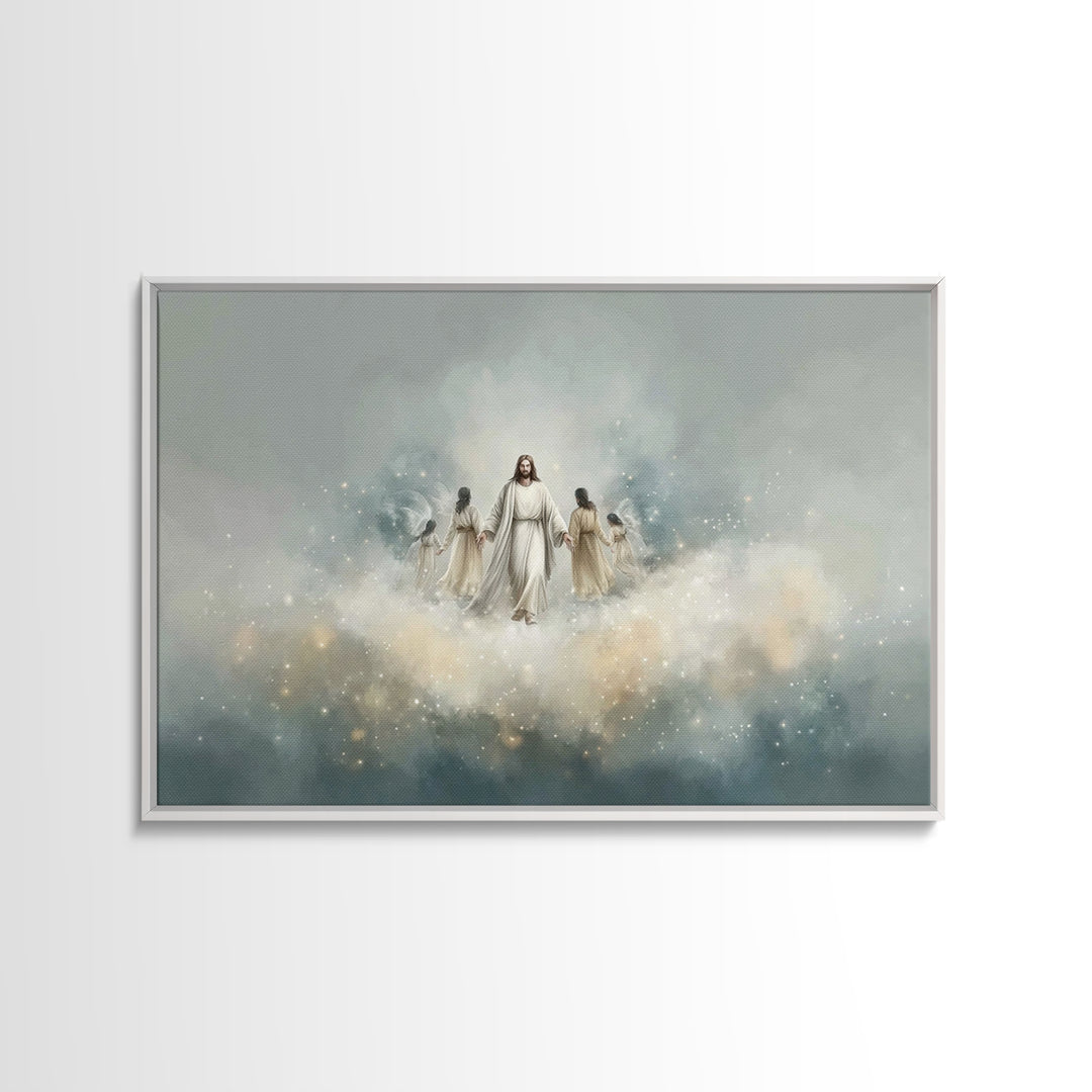 Heavenly Gathering – Framed Canvas Print – Christian Art Canvas – Jesus Painting – Christian Wall Art – Modern Christian Art – Christian Pa