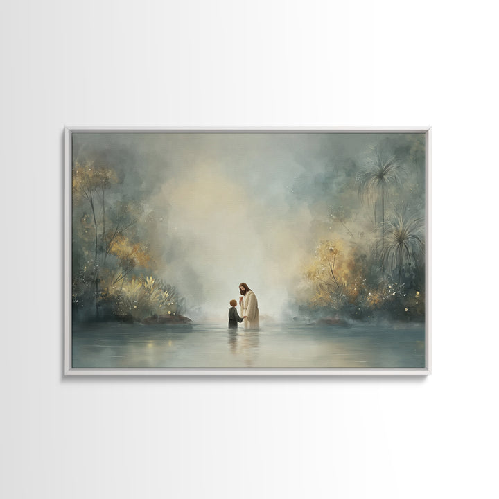 River Of Renewal | Framed Canvas Print | Christian Art Canvas | Jesus Painting | Christian Wall Art | Christian Art | Modern Christian Art