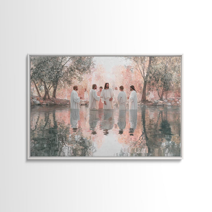 Sacred Waters Gathering – Framed Canvas Print – Christian Art Canvas – Jesus Painting – Christian Wall Art – Large Christian Art – Christia
