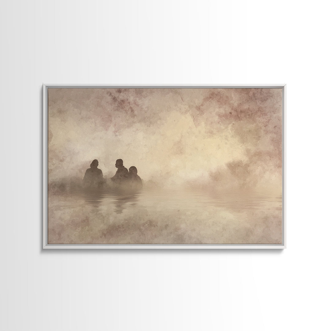 Dawn Baptism Peace – Framed Canvas Print – Christian Art Canvas – Christian Wall Art – Moody Christian Art – Jesus Painting – Christian Chr