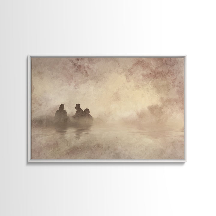 Dawn Baptism Peace – Framed Canvas Print – Christian Art Canvas – Christian Wall Art – Moody Christian Art – Jesus Painting – Christian Chr