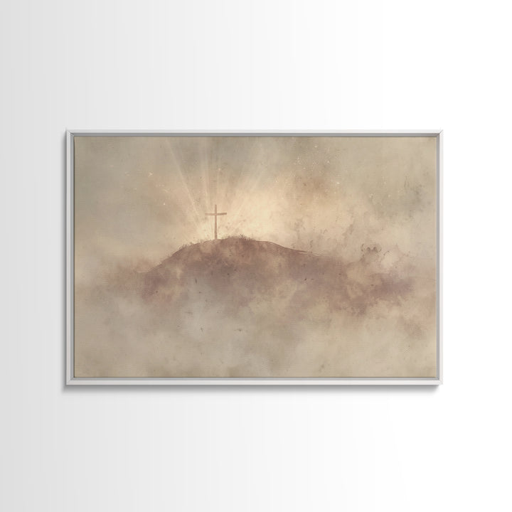 Cloudrise Redemption – Framed Canvas Print – Christian Art Canvas – Christian Wall Art – Moody Christian Art – Christian Decor – Jesus Pain