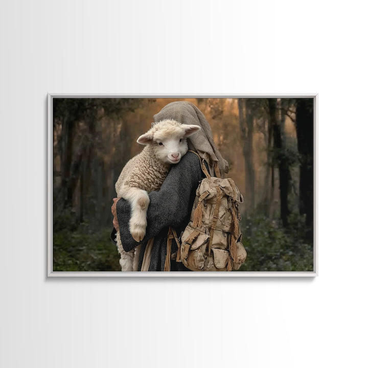 Faithful Shepherd Path – Framed Canvas Print – Christian Art Canvas – Christian Wall Art – Christian Decor – Jesus Painting – Rustic Christ