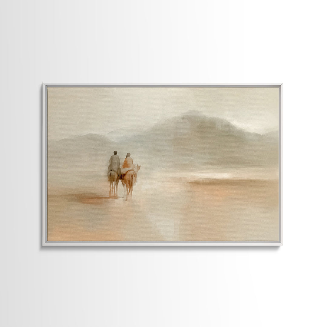 Quiet Desert Walk – Framed Canvas Print – Minimalist Christian Art – Christian Wall Art – Subtle Christian Paintings – Christian Art Canvas