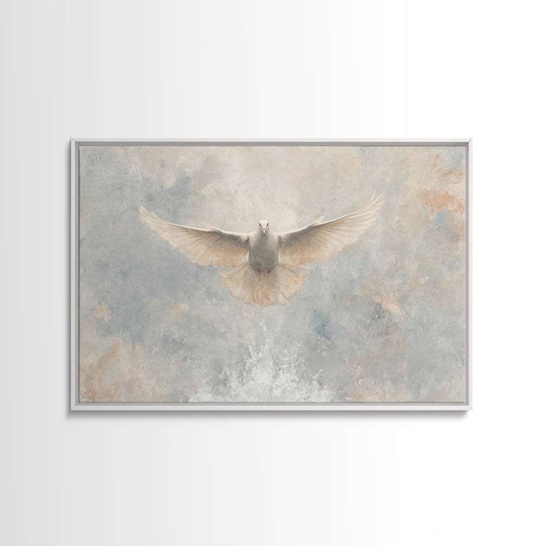 Heavenly Descent, Framed Canvas Print, Christian Wall Art, Christian Art Canvas, Christian Art, White Christmas Art, Christian Christmas Ar