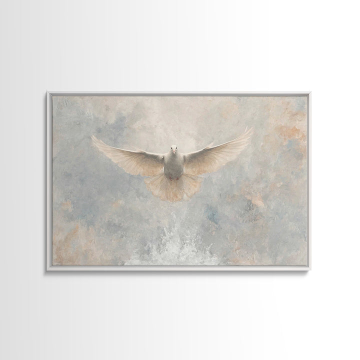 Heavenly Descent, Framed Canvas Print, Christian Wall Art, Christian Art Canvas, Christian Art, White Christmas Art, Christian Christmas Ar