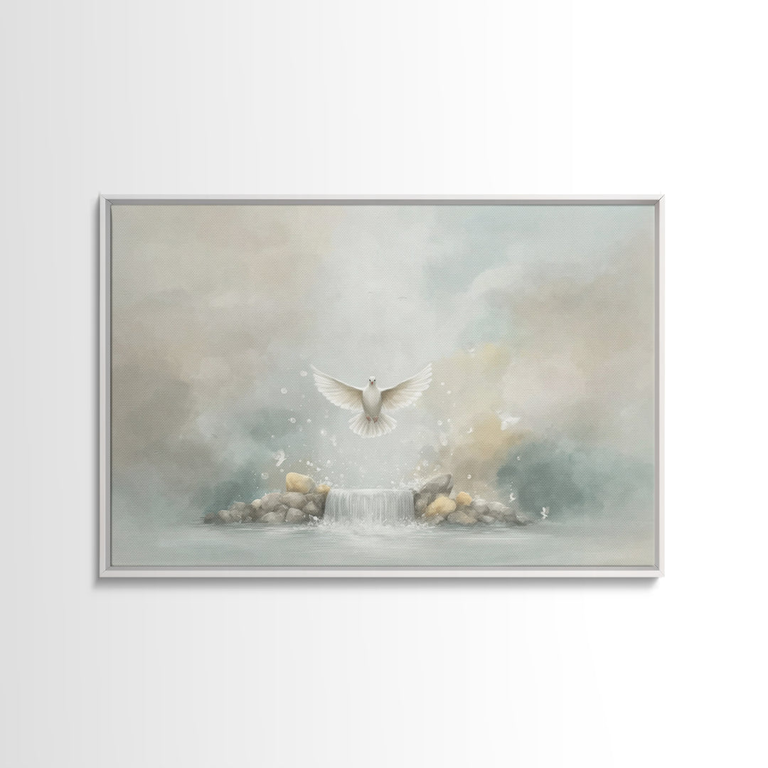 Gentle Ascent | Framed Canvas Print | Christian Art Canvas | Christian Wall Art | Christian Art | Moody Christmas Art | Christian Decoratio