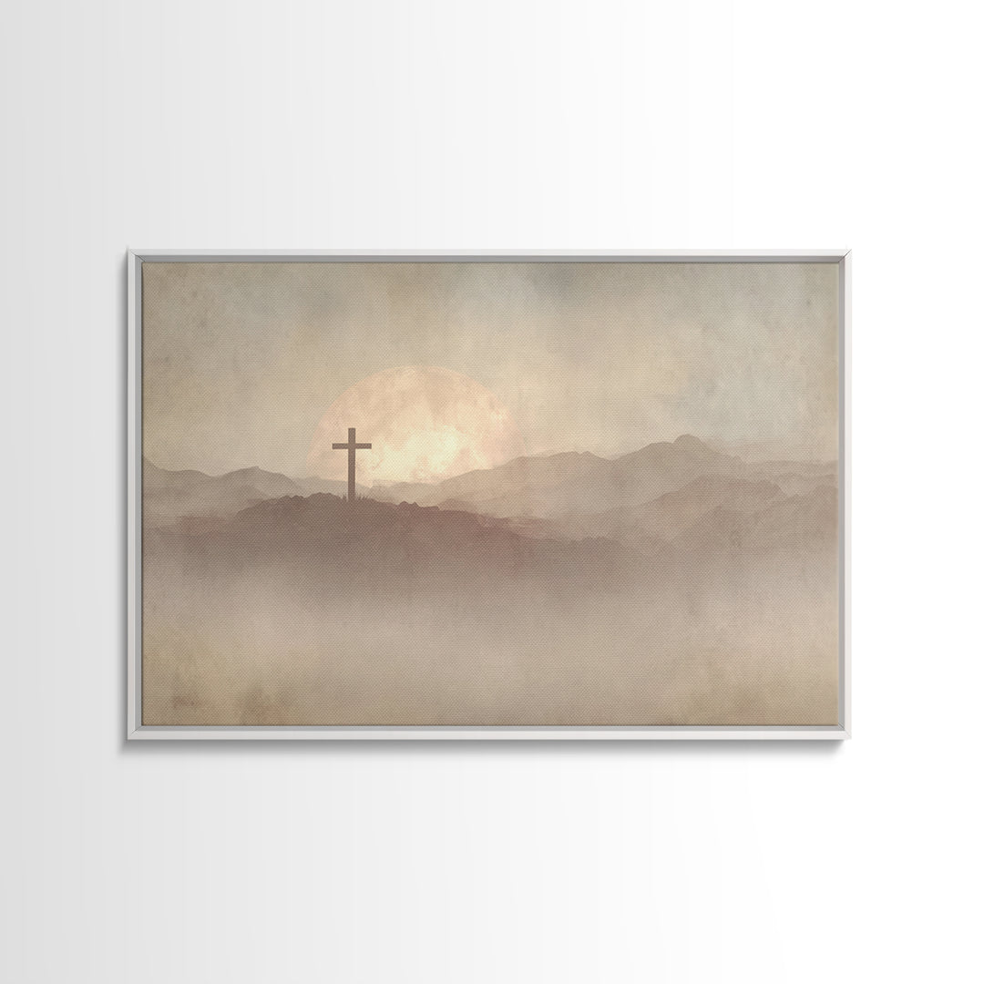 Moonrise Sanctuary, Framed Canvas Print, Christian Art Work, Moody Christian Art, Christian Wall Art, Christian Art Canvas, Subtle Christia