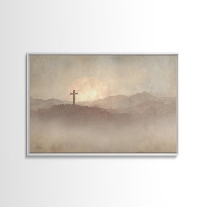 Moonrise Sanctuary, Framed Canvas Print, Christian Art Work, Moody Christian Art, Christian Wall Art, Christian Art Canvas, Subtle Christia