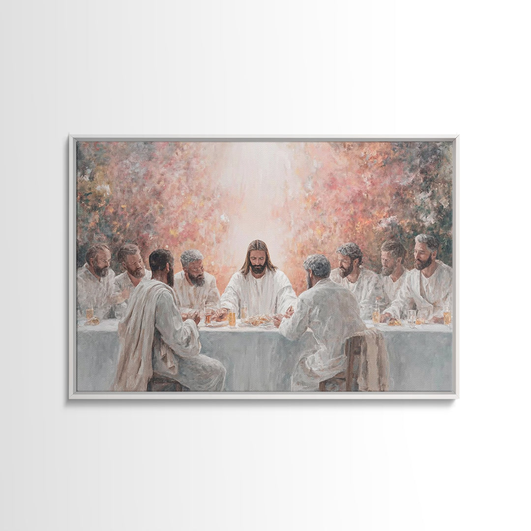 Heavenly Supper - Framed Canvas Print - Christian Art Canvas - Christian Wall Art - Modern Jesus Art - Christian Christmas Art - Christian