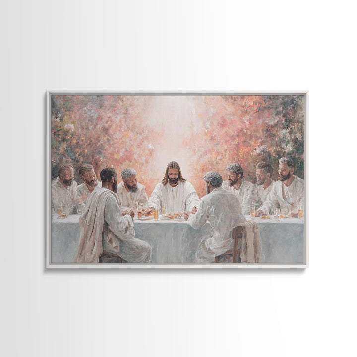 Heavenly Supper - Framed Canvas Print - Christian Art Canvas - Christian Wall Art - Modern Jesus Art - Christian Christmas Art - Christian