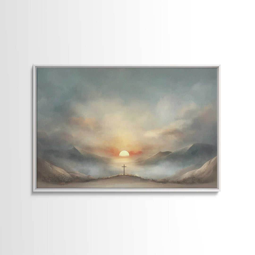 Valley Of Mercy, Framed Canvas Print, Christian Art Canvas, Christian Wall Art, Modern Christian Painting, Christian Decor, Blue Christian