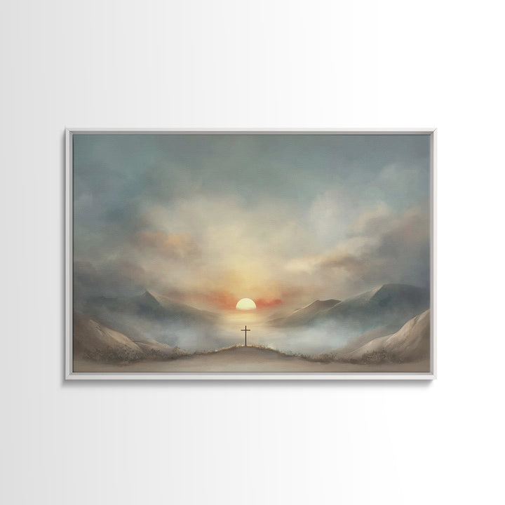 Valley Of Mercy, Framed Canvas Print, Christian Art Canvas, Christian Wall Art, Modern Christian Painting, Christian Decor, Blue Christian