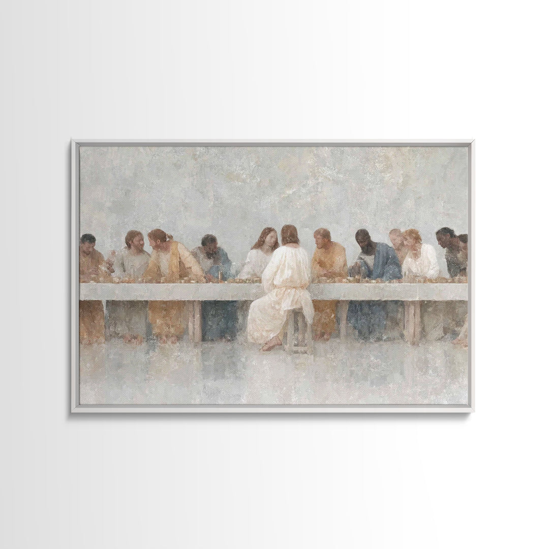 Sacred Banquet Harmony, Framed Canvas Print, Christian Art Work, Modern Christian Painting, Jesus Paintings, Christian Decor, Christmas Art