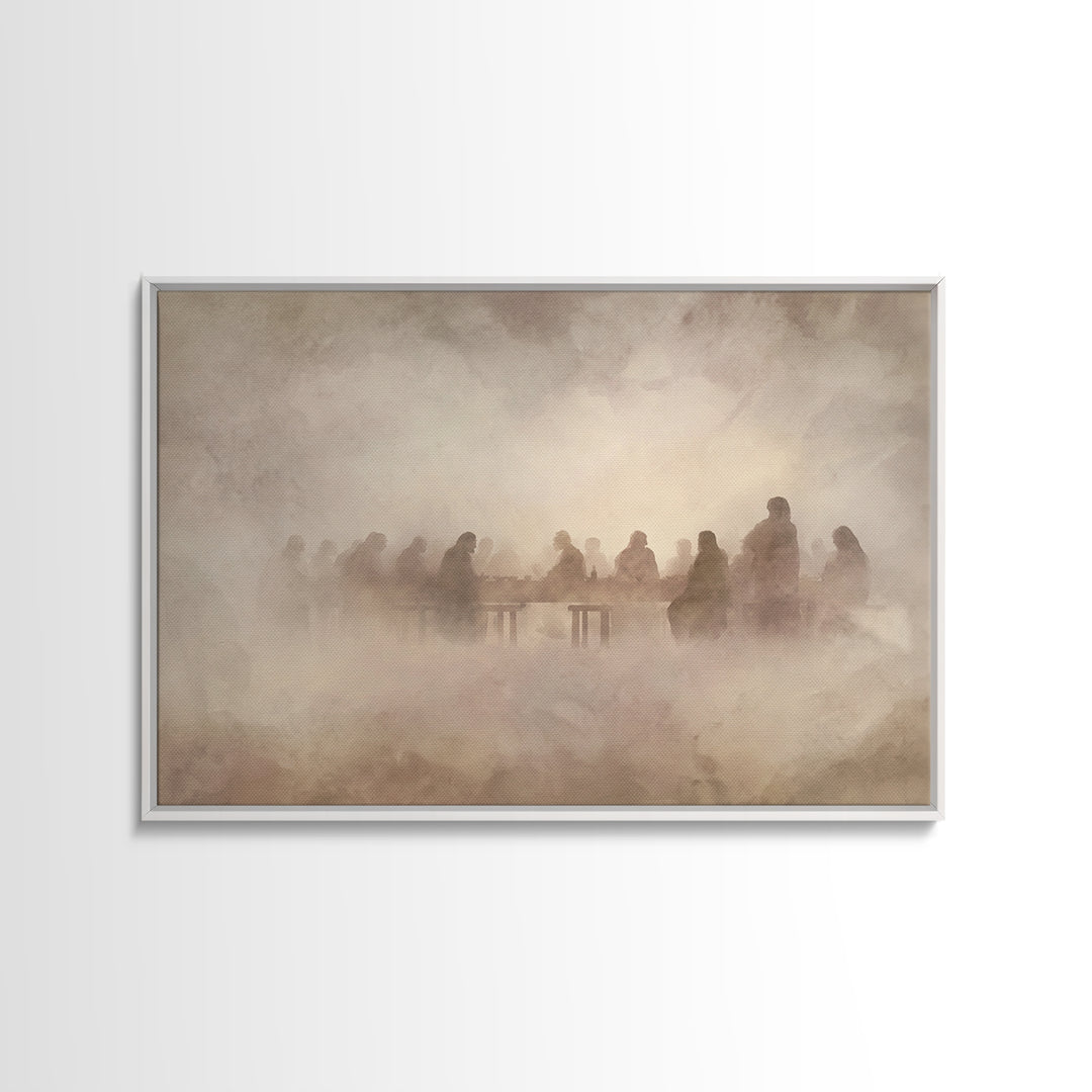 Mystic Supper Cloud – Framed Canvas Print – Christian Art Work – Jesus Painting – Christian Wall Art – Subtle Christian Paintings – Christm