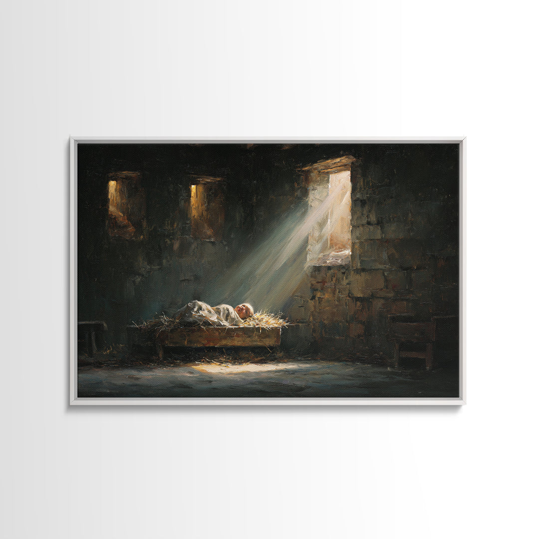 Star-Born Light – Framed Canvas Print – Christian Wall Art – Christmas Art – Jesus Painting – Christian Art Canvas – Christian Christmas De