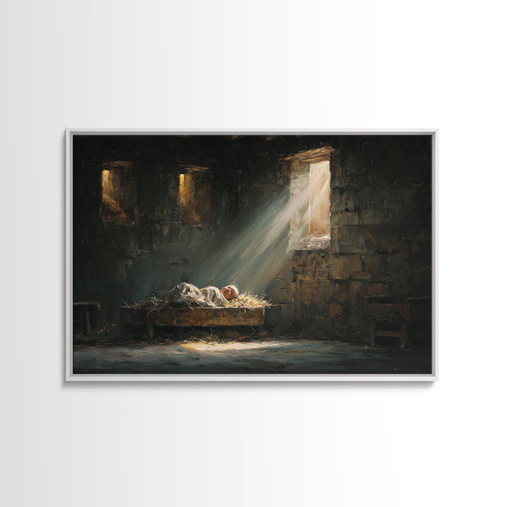 Star-Born Light – Framed Canvas Print – Christian Wall Art – Christmas Art – Jesus Painting – Christian Art Canvas – Christian Christmas De
