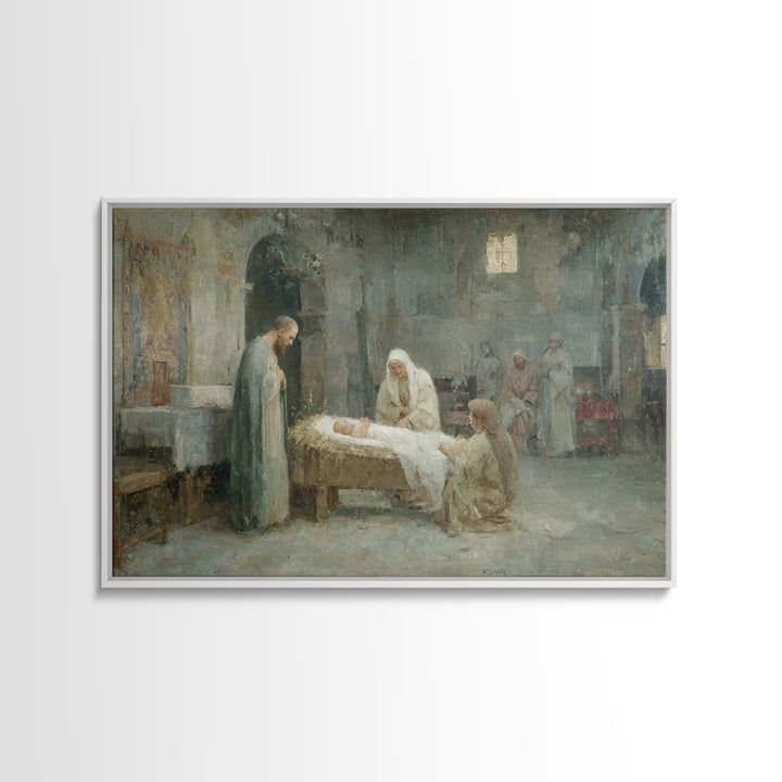 Pure Morning Grace, Framed Canvas Print, Christian Wall Art, Christmas Art Framed, Christian Art Canvas, White Christmas Art, Subtle Christ