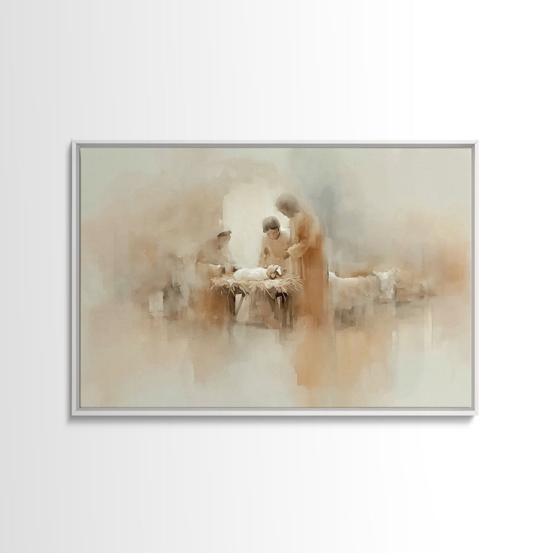 Blessed Nativity Circle – Framed Canvas Print – Christian Art Canvas – Christmas Art Prints – Jesus Christmas Art – Christian Wall Art – Ch